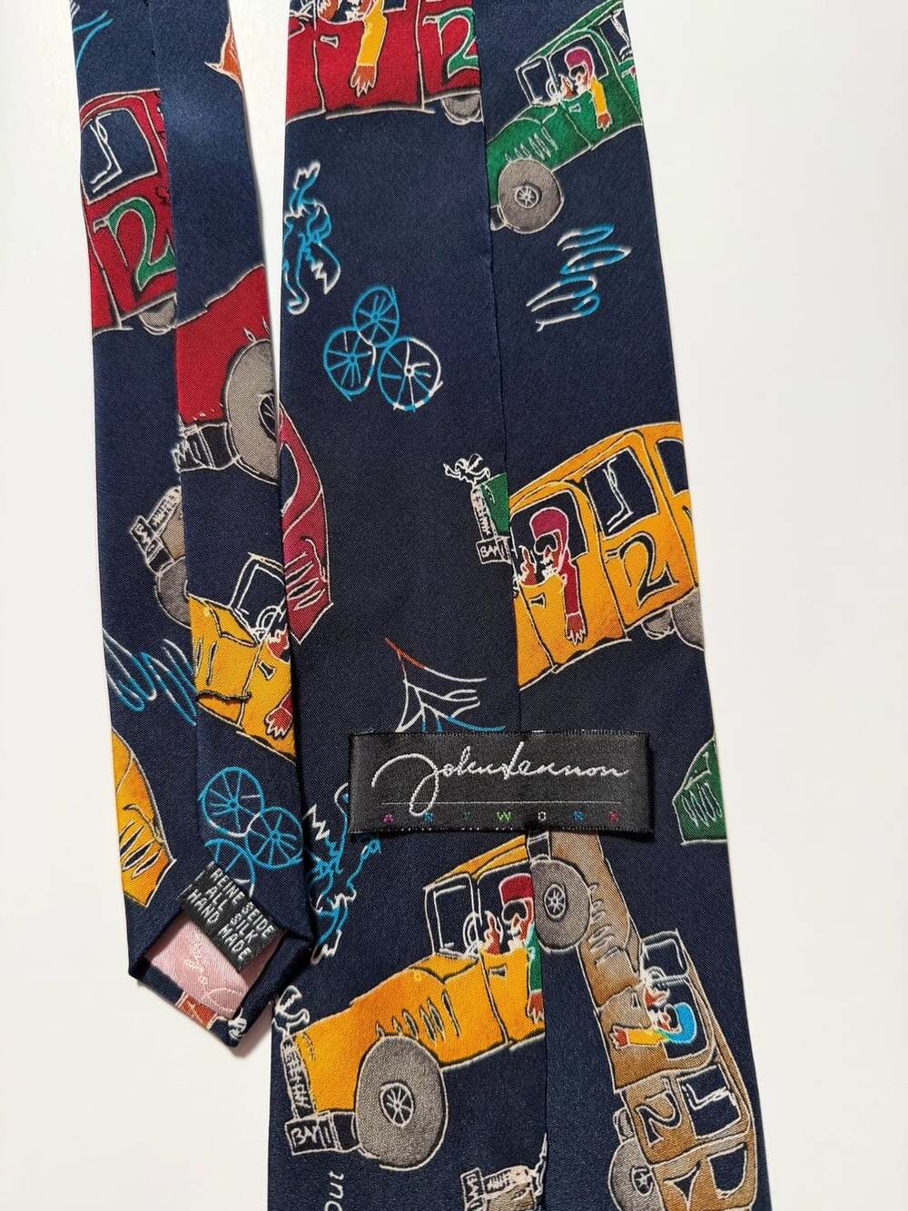 John Lennon Artwork Steppin Out Novelty Cars Silk Necktie Blue